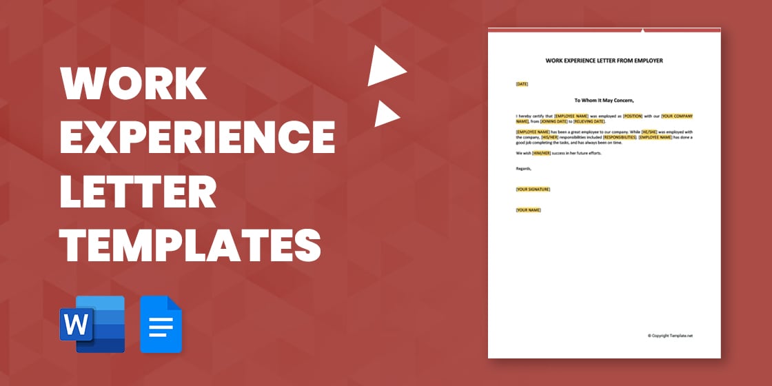 Work Experience Letter Templates %E2%80%93 PDF