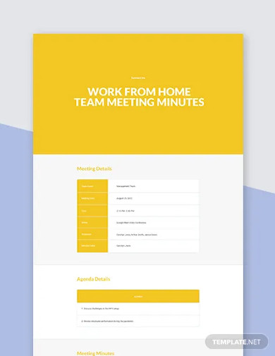 work from home team meeting minutes template