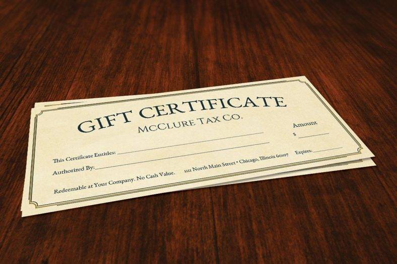 classic company gift certificate template 788x524