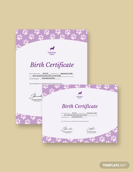 12+ Pet Birth Certificate Designs &amp; Templates - PDF, PSD, AI, InDesign