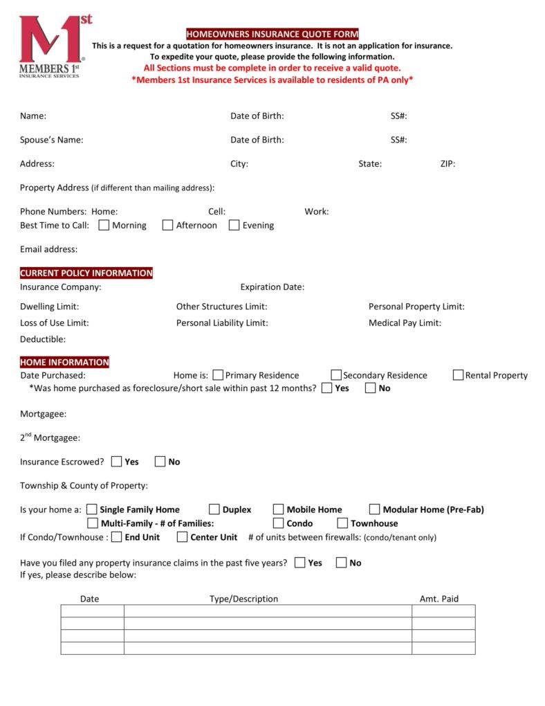 6  Insurance Quote Templates PDF