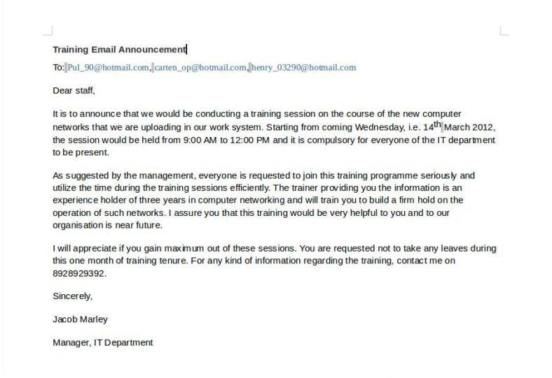 Training Email Template