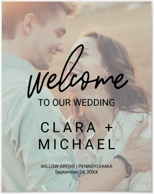 whimsical calligraphy wedding signage template