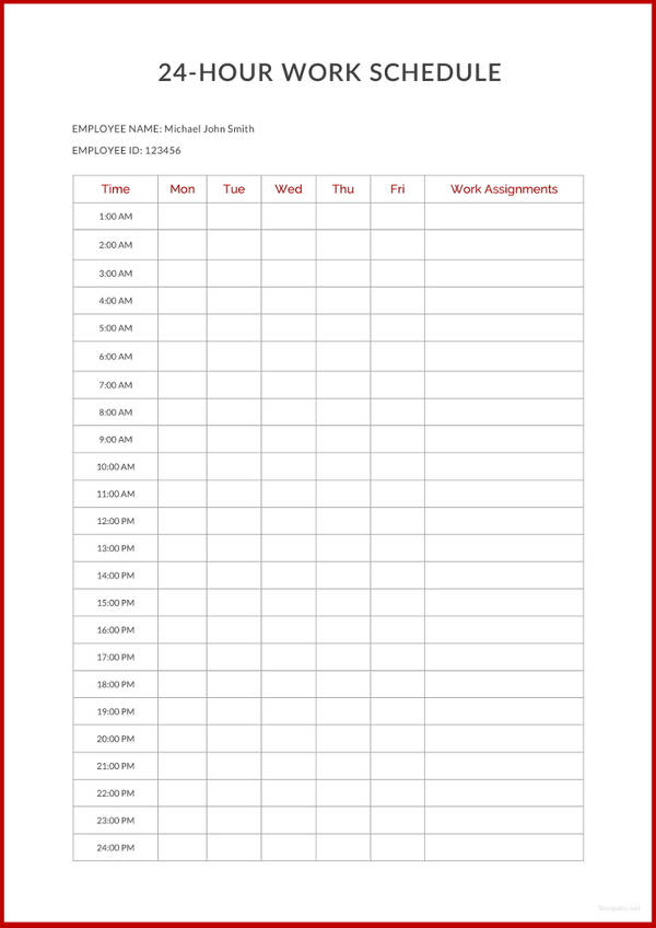 weekly multiple employee 24 hour timesheet