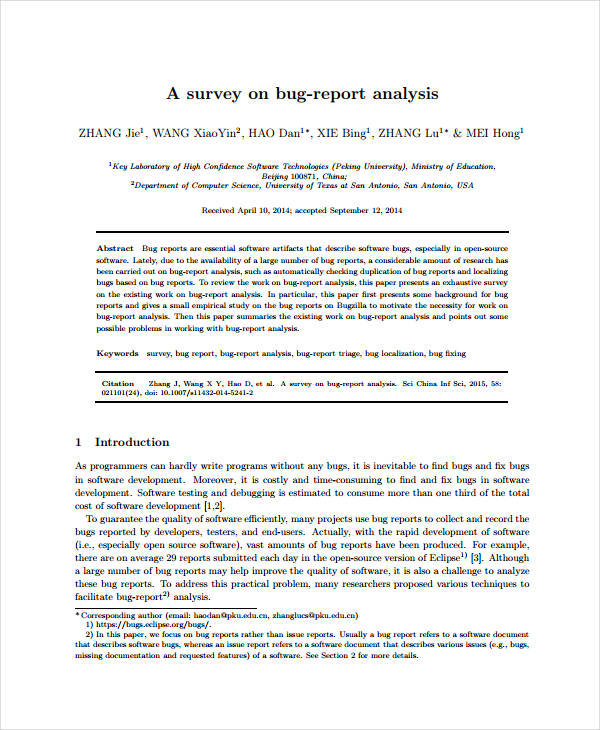 a survey on bug report analysis