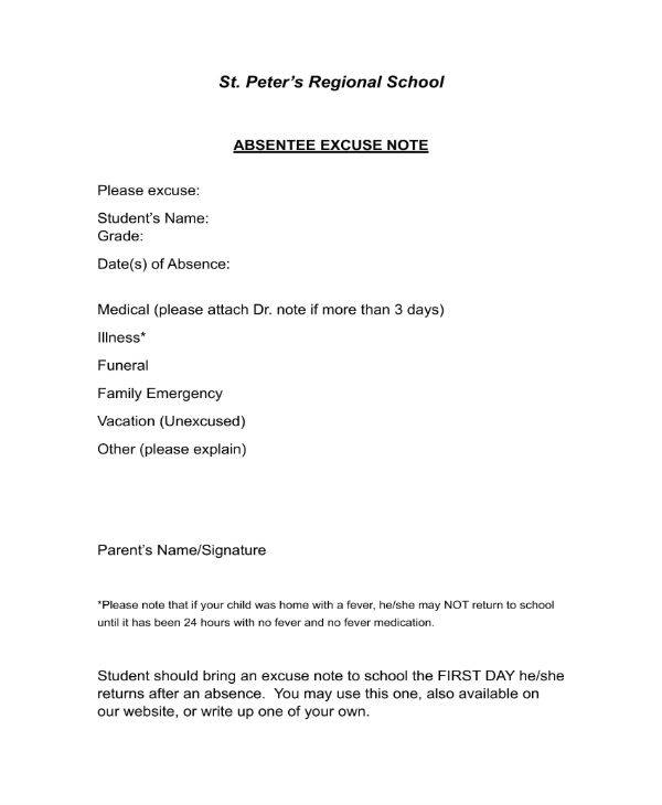 11 School Excuse Note Templates Pdf Free Premium Templates