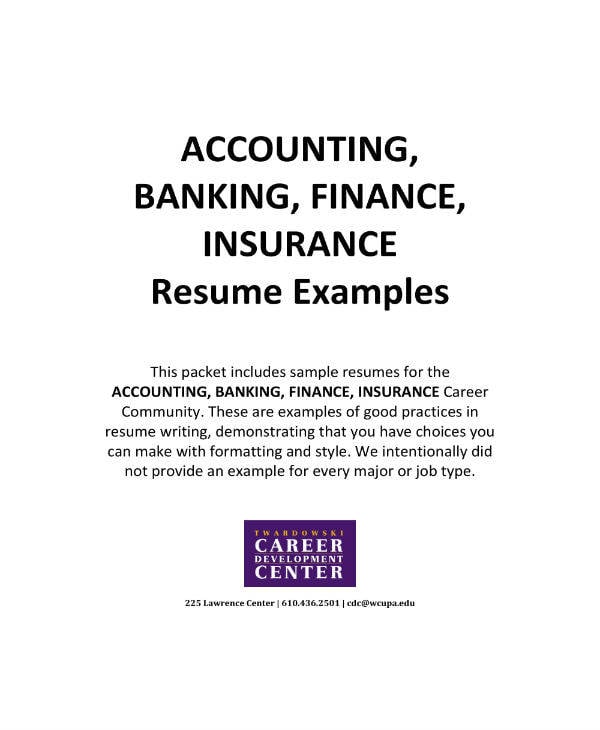 accounting finance resume sample