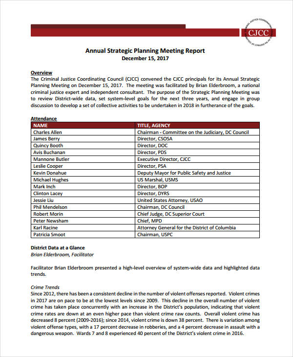 annual strategic planning meeting report