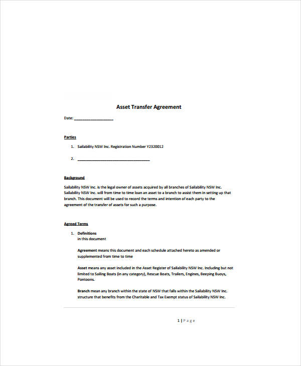 7 Asset Transfer Agreement Templates PDF 7 Asset Transfer Agreement Templates PDF