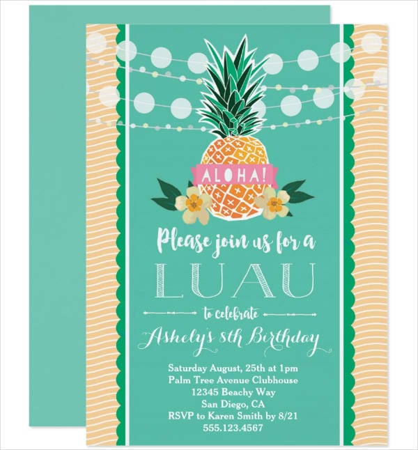 birthday luau party invitation template