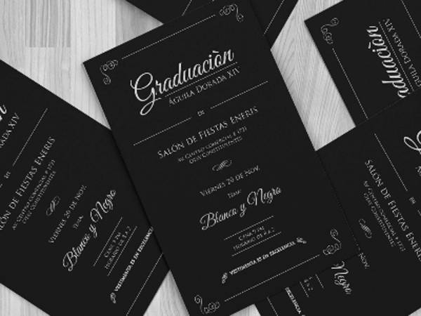 black and white grad invitations
