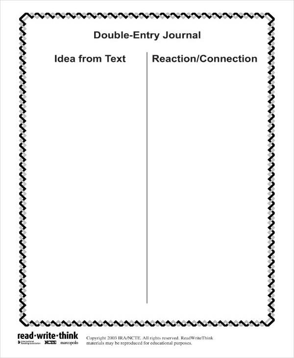 blank double entry journal template