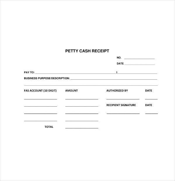 8+ Petty Cash Receipt Template - PDF