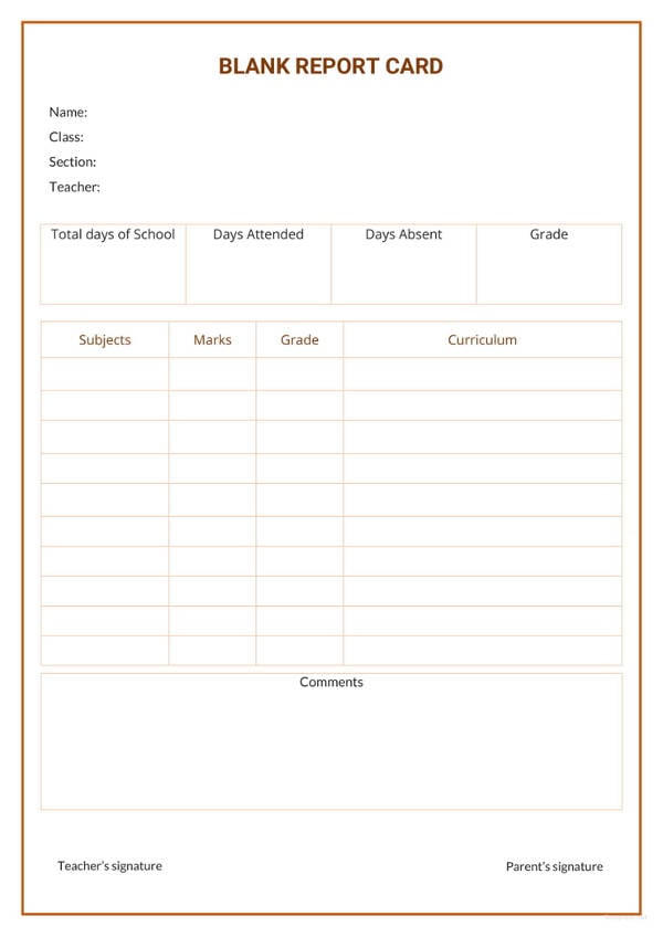 17+ Report Card Template 6 Free Word, Excel PDF Documents Download