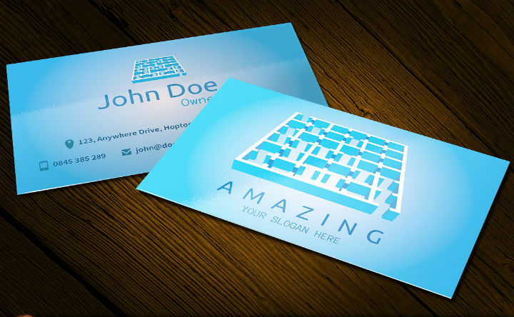 blue amazing business card and logo template