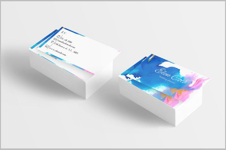 blue watercolor business card template