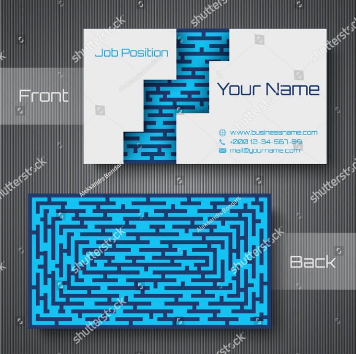 blue white maze business card template