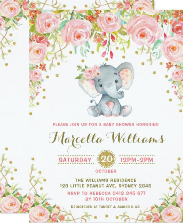 boho floral invitation for baby shower