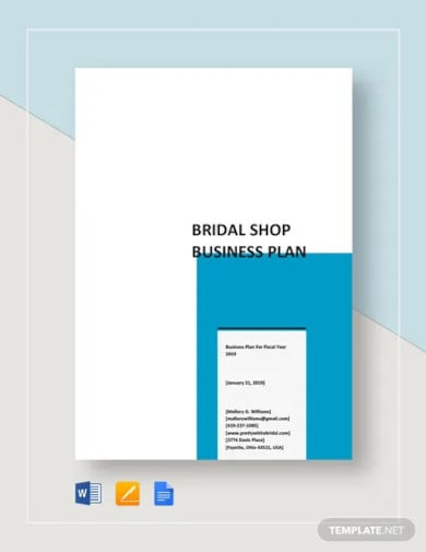 bridal shop business plan template