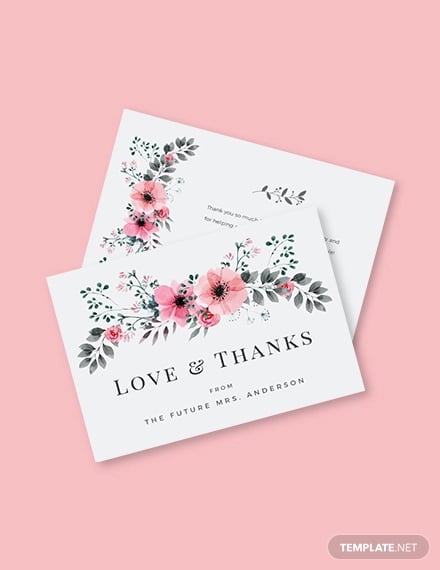 bridal shower thank you card template