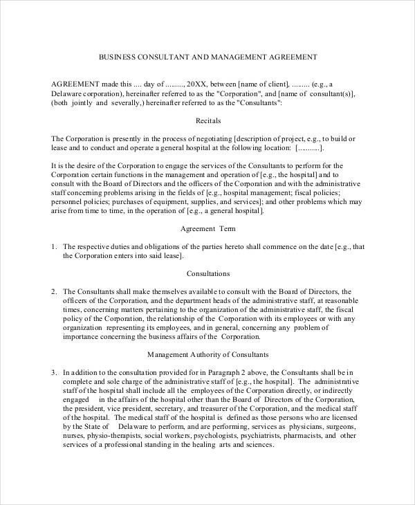 business management contract sample