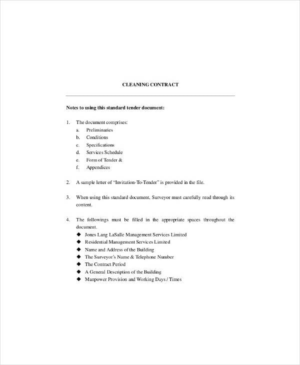 cleaning business contract sample