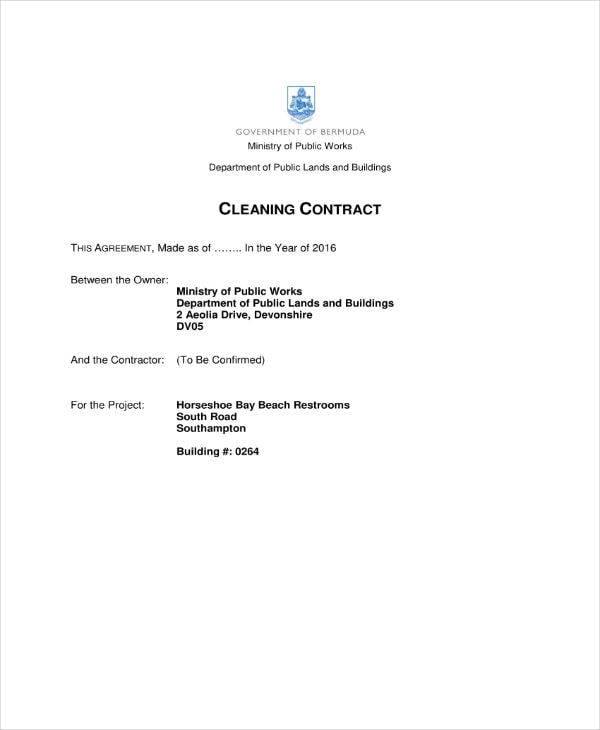 cleaning contract service example