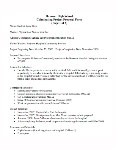 community service student project proposal template