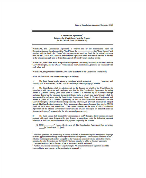 12-contribution-agreement-templates-pdf