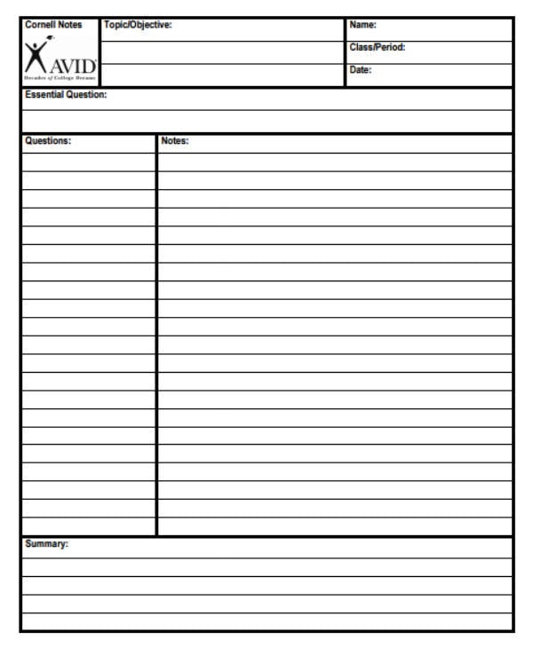 cornell lined notes sample