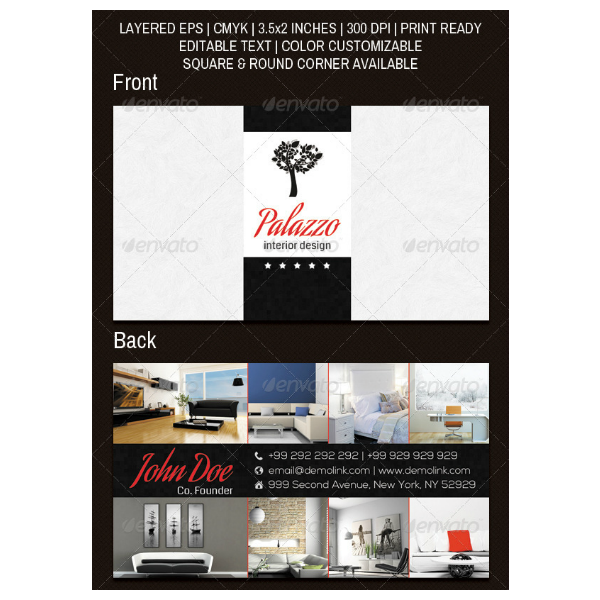 creative interior design business card template