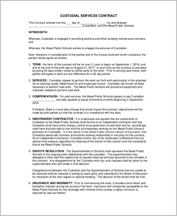 17+ Printable Cleaning Service Contract Templates Word, Docs, Pages