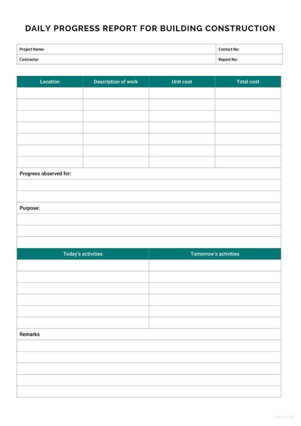 Job Progress Report Template