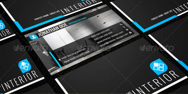dark themed interior design business card