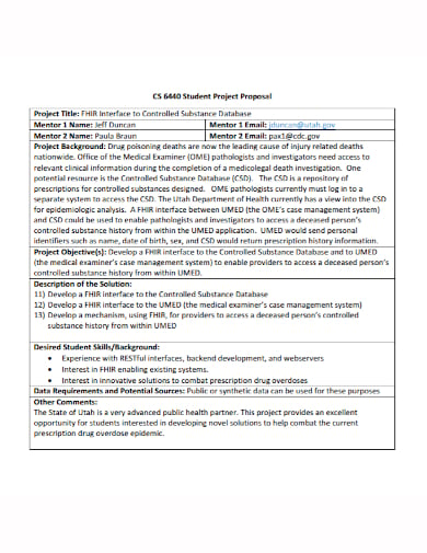 database student project proposal template