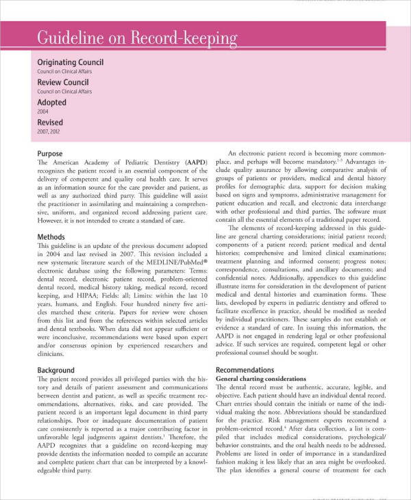 Dental Treatment Notes Template