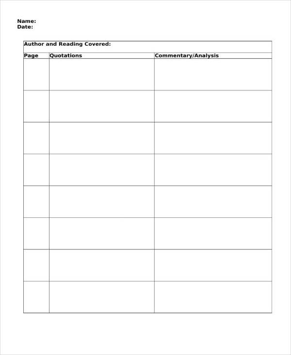 double entry journal with page number template