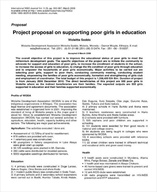 education project proposal for funding