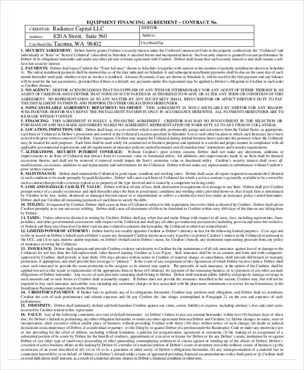 12  Finance Agreement Templates Word PDF Docs