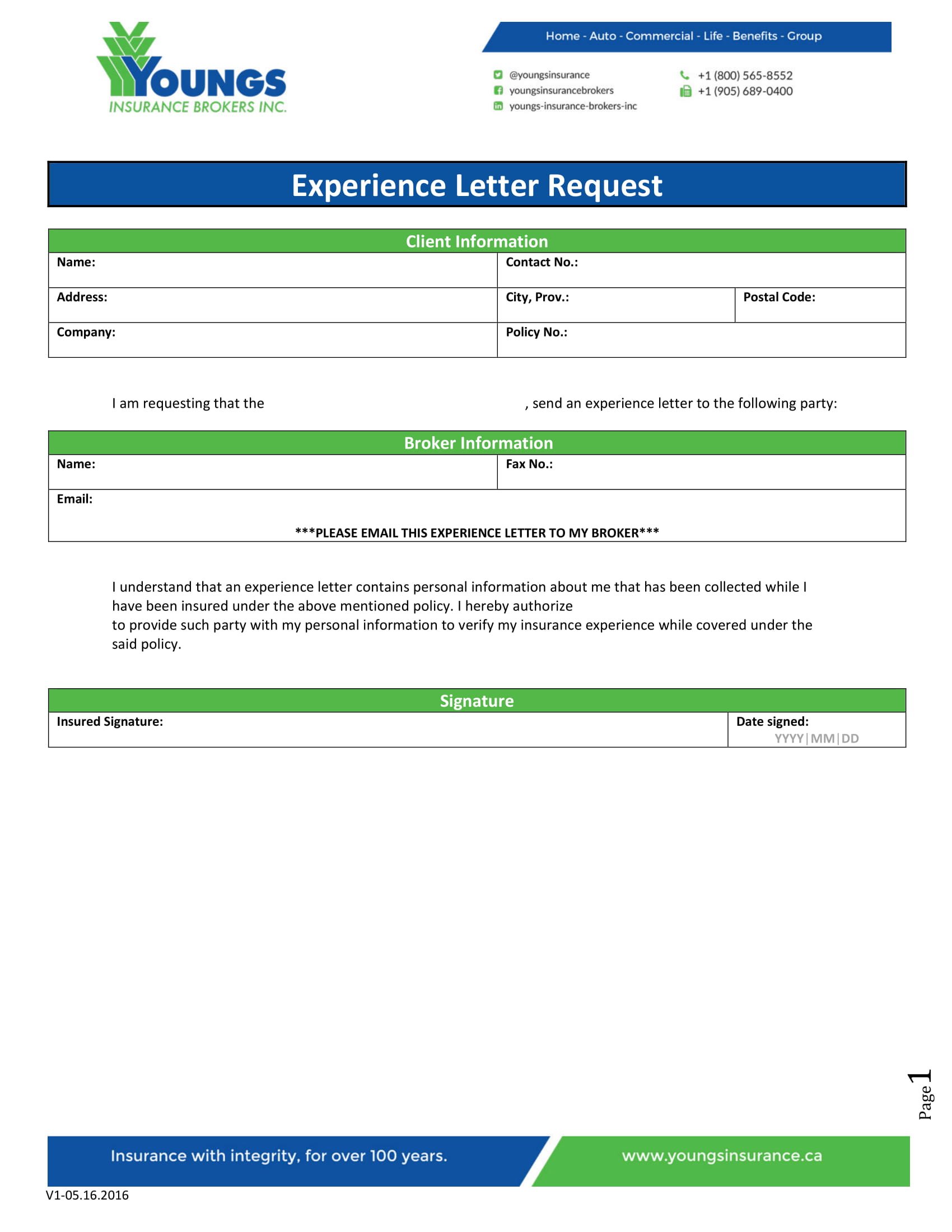 experience letter request sample 1