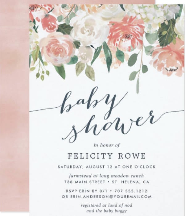 floral baby shower invitation example