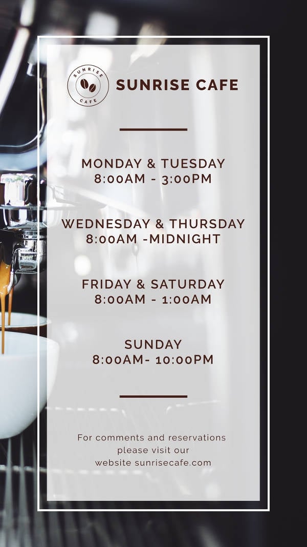 free business hours digital signage template