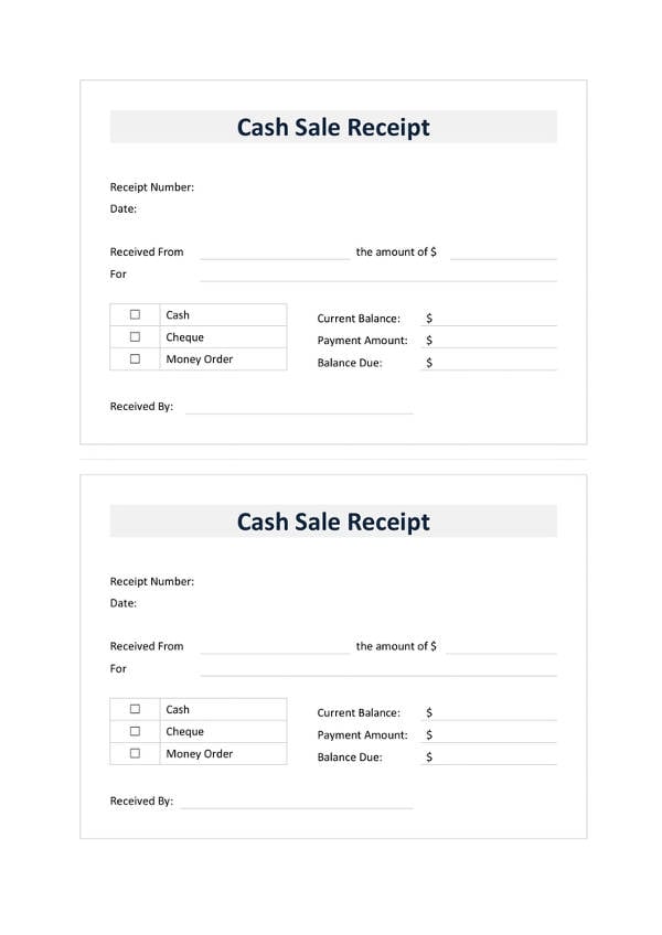 free cash sale receipt template