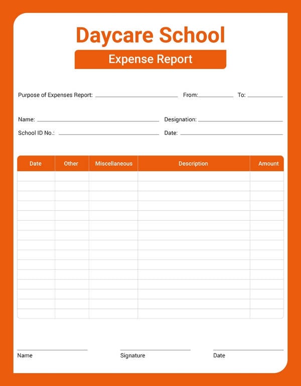 monthly daycare expense spreadsheet