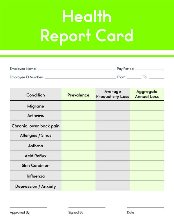 free health report card template