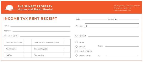 free income tax rent receipt