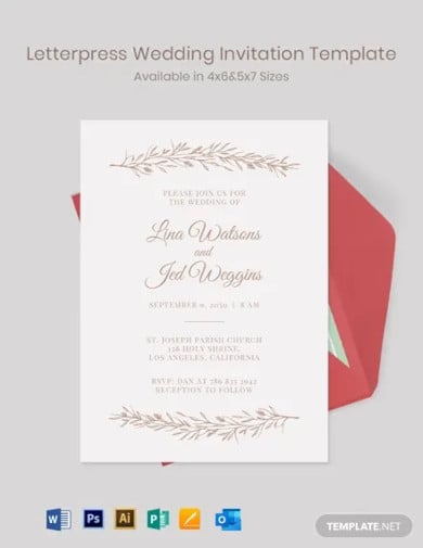 free modern letterpress wedding invitation template