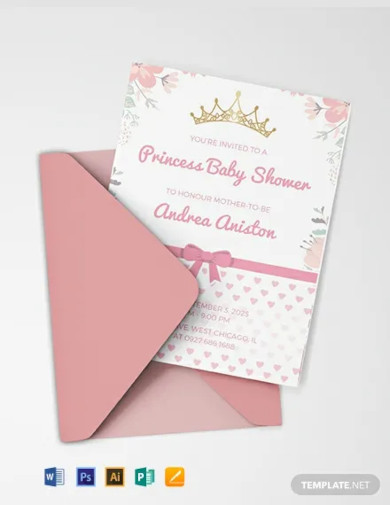 free princess baby shower invitation template