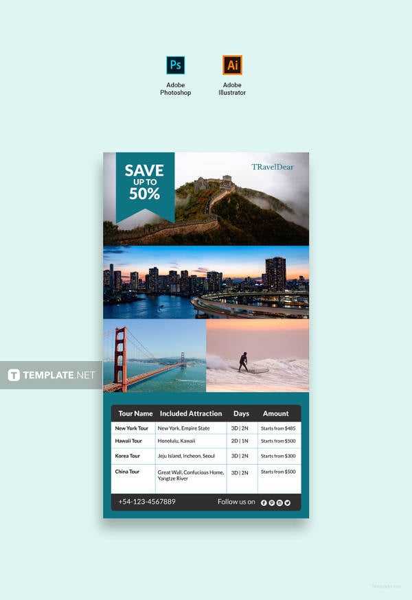 free travel deals digital signage template