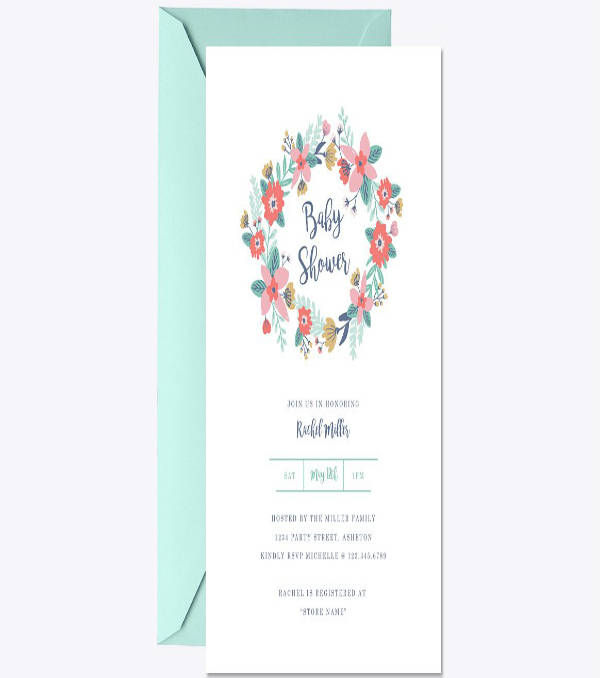 garden wreath baby shower invitation sample